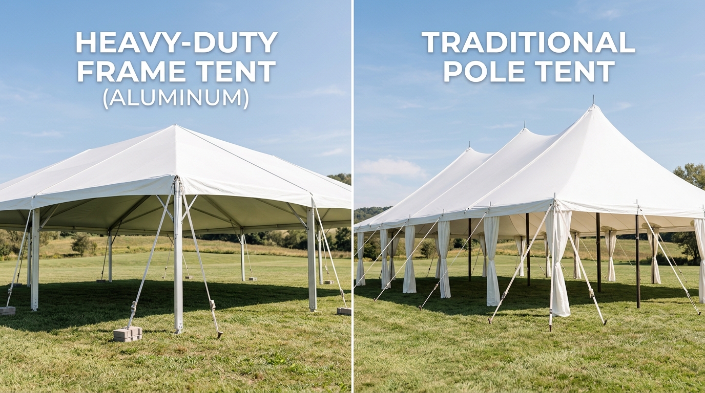 Heavy-Duty Frame Tents vs. Pole Tents